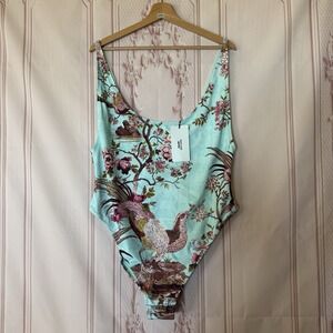 NWT ROBERTO CAVALLI X SKIMS Scoop Neck One Piece IN FAGIANELLA PRINT SIZE 3X